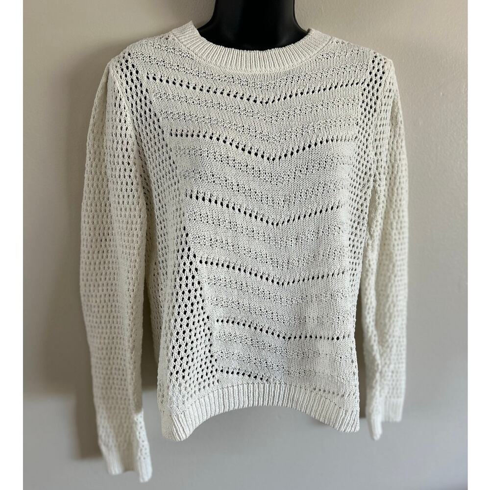 C&C California NWT Small Cream Open Knit Pointelle Sheer Lightweight Sweater
